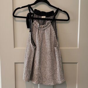 Madewell Black and White Patterned Halter Top